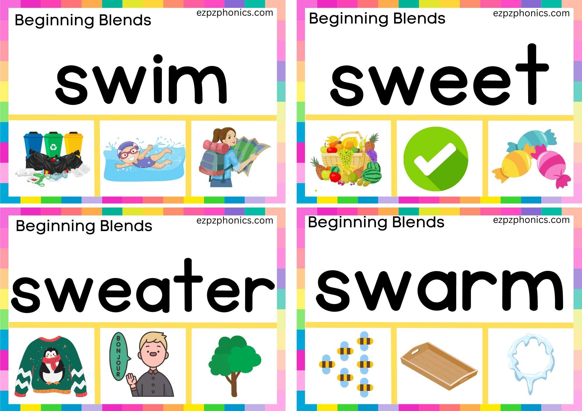 SW Beginning Blends Clip Cards Read The Words And Clip The Correct Images Set 2